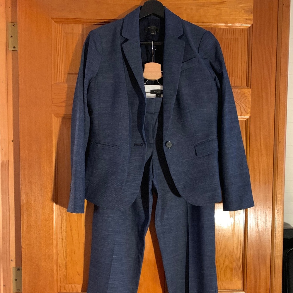 Ann Taylor Blue Pantsuit, 2P Jacket/4P pants